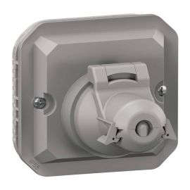 Adaptateur étanche Plexo Legrand - Fiche engagée - Pour prise RJ45 Mosaic - Gris