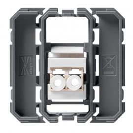 Prise optique type LC Hager Gallery - Prise traversante - 2 modules - Composable