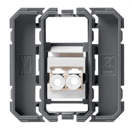 Prise optique type LC Hager Gallery - Prise traversante - 2 modules - Composable