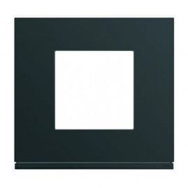 Plaque Hager Gallery - Horizontale - 1 poste - Noir Night - Entraxe 71mm