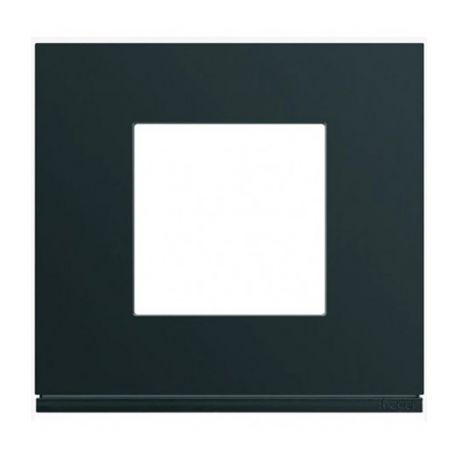 Plaque Hager Gallery - Horizontale - 1 poste - Noir Night - Entraxe 71mm