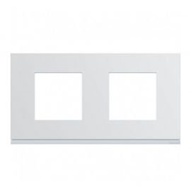 Plaque Hager Gallery - Horizontale - 2 postes - Blanc Pure - Entraxe 71mm