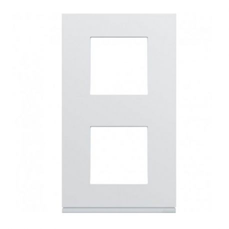 Plaque Hager Gallery - Verticale - 2 postes - Blanc Pure - Entraxe 71mm
