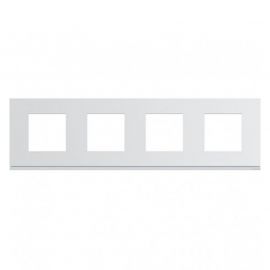 Plaque Hager Gallery - Horizontale - 4 postes - Blanc Pure - Entraxe 71mm