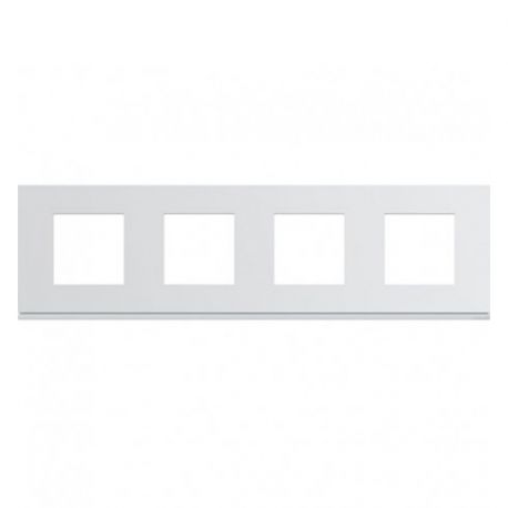 Plaque Hager Gallery - Horizontale - 4 postes - Blanc Pure - Entraxe 71mm