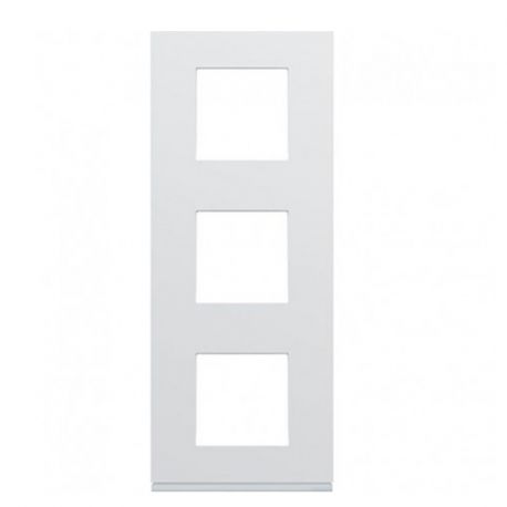 Plaque Hager Gallery - Verticale - 3 postes - Blanc Pure - Entraxe 71mm