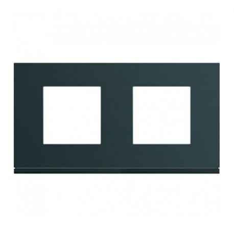 Plaque Hager Gallery - Horizontale - 2 postes - Anthracite - Entraxe 71mm