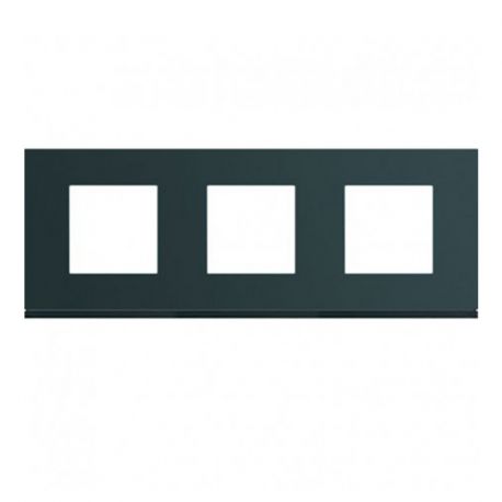 Plaque Hager Gallery - Horizontale - 3 postes - Anthracite - Entraxe 71mm
