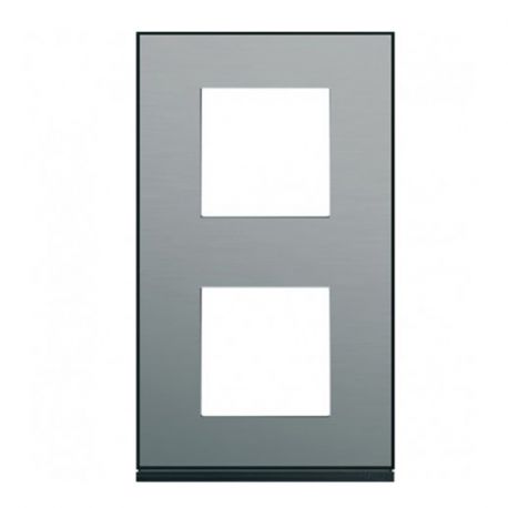 Plaque Hager Gallery - Verticale - 2 postes - Acier - Entraxe 71mm
