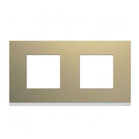 Plaque Hager Gallery - Horizontale - 2 postes - Champagne - Entraxe 71mm