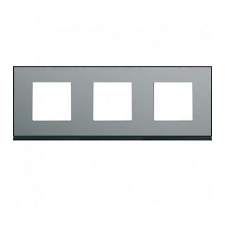 Plaque Hager Gallery - Horizontale - 3 postes - Acier - Entraxe 71mm