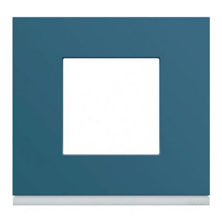 Plaque Hager Gallery - Horizontale - 1 poste - Bleu River - Entraxe 71mm