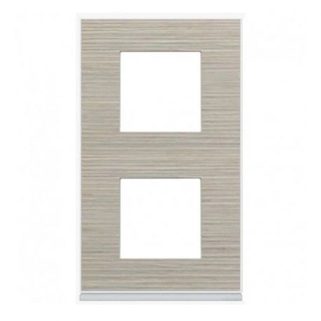 Plaque Hager Gallery - Verticale - 2 postes - Latte - Entraxe 71mm