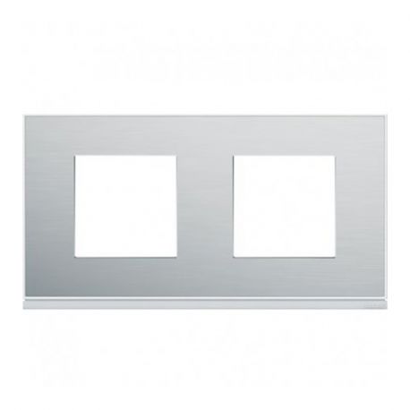 Plaque Hager Gallery - Horizontale - 2 postes - Aluminium - Entraxe 71mm