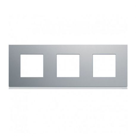 Plaque Hager Gallery - Horizontale - 3 postes - Titane - Entraxe 71mm