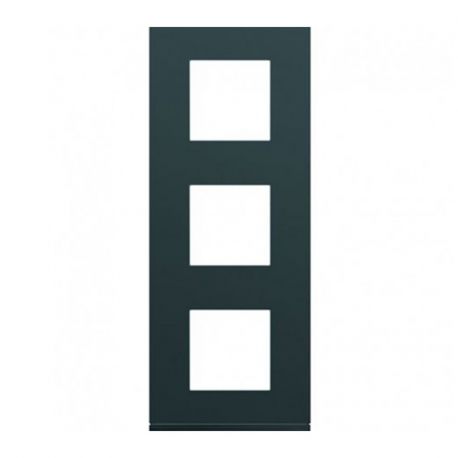 Plaque Hager Gallery - Verticale - 3 postes - Anthracite - Entraxe 71mm