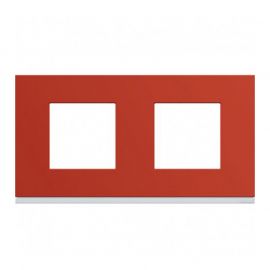 Plaque Hager Gallery - Horizontale - 2 postes - Rouge églantine - Entraxe 71mm