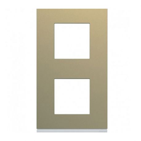 Plaque Hager Gallery - Verticale - 2 postes - Champagne - Entraxe 71mm