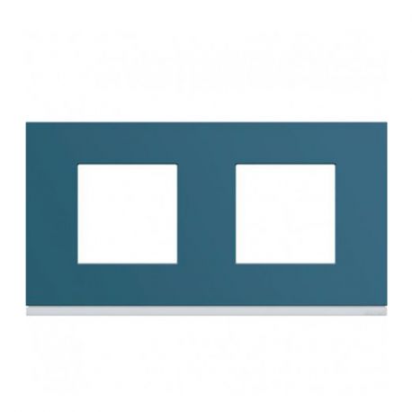 Plaque Hager Gallery - Horizontale - 2 postes - Bleu River - Entraxe 71mm