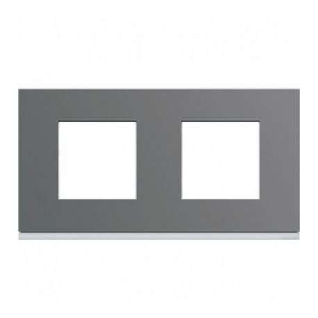 Plaque Hager Gallery - Horizontale - 2 postes - Taupe - Entraxe 71mm