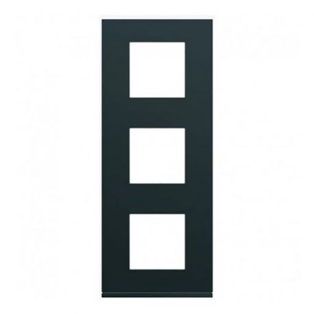 Plaque Hager Gallery - Verticale - 3 postes - Noir Night - Entraxe 71mm