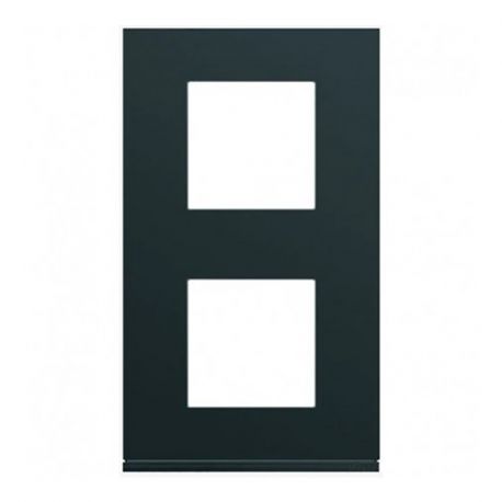 Plaque Hager Gallery - Verticale - 2 postes - Noir Night - Entraxe 57mm