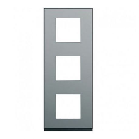 Plaque Hager Gallery - Verticale - 3 postes - Acier - Entraxe 71mm