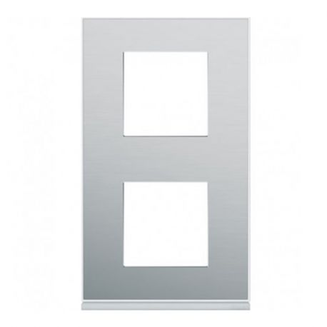 Plaque Hager Gallery - Verticale - 2 postes - Aluminium - Entraxe 71mm
