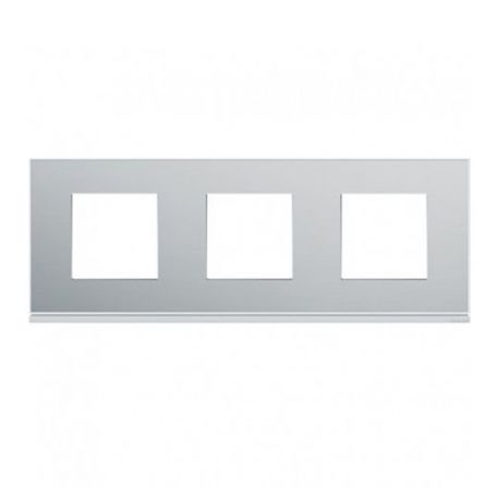 Plaque Hager Gallery - Horizontale - 3 postes - Aluminium - Entraxe 71mm