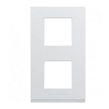 Plaque Hager Gallery - Verticale - 2 postes - Blanc Pure - Entraxe 57mm