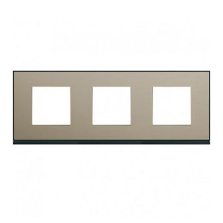 Plaque Hager Gallery - Horizontale - 3 postes - Bronze - Entraxe 71mm
