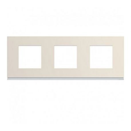 Plaque Hager Gallery - Horizontale - 3 postes - Dune - Entraxe 71mm