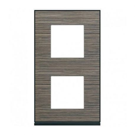 Plaque Hager Gallery - Verticale - 2 postes - Brun Pécan - Entraxe 71mm