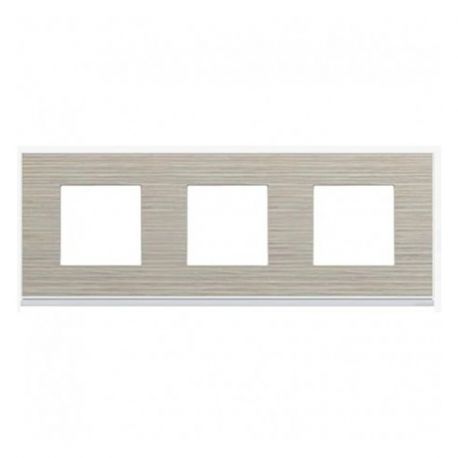 Plaque Hager Gallery - Horizontale - 3 postes - Latte - Entraxe 71mm
