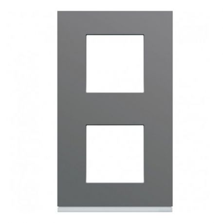 Plaque Hager Gallery - Verticale - 2 postes - Taupe - Entraxe 71mm