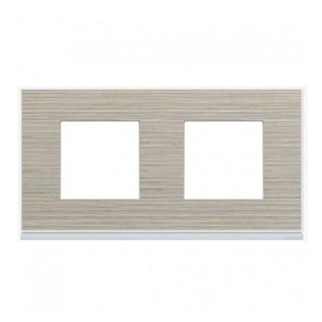 Plaque Hager Gallery - Horizontale - 2 postes - Latte - Entraxe 71mm