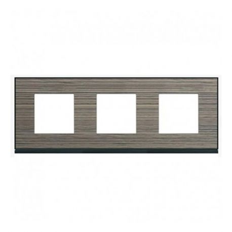 Plaque Hager Gallery - Horizontale - 3 postes - Brun Pécan - Entraxe 71mm