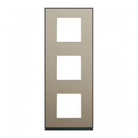 Plaque Hager Gallery - Verticale - 3 postes - Bronze - Entraxe 71mm