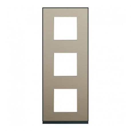 Plaque Hager Gallery - Verticale - 3 postes - Bronze - Entraxe 71mm
