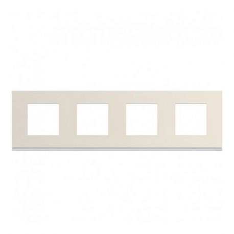 Plaque Hager Gallery - Horizontale - 4 postes - Dune - Entraxe 71mm