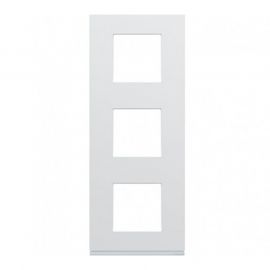 Plaque Hager Gallery - Verticale - 3 postes - Blanc Pure - Entraxe 57mm