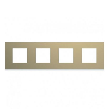Plaque Hager Gallery - Horizontale - 4 postes - Champagne - Entraxe 71mm