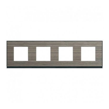 Plaque Hager Gallery - Horizontale - 4 postes - Brun Pécan - Entraxe 71mm