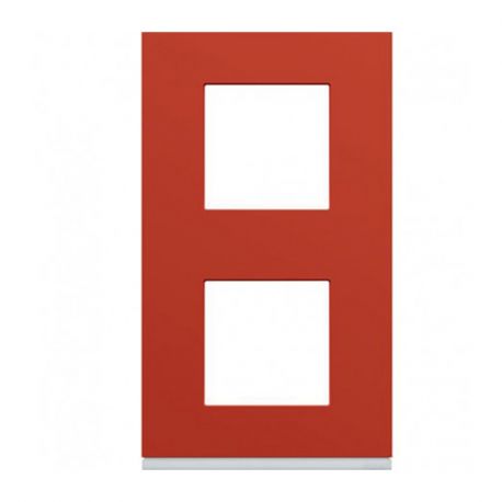 Plaque Hager Gallery - Verticale - 2 postes - Rouge églantine - Entraxe 71mm