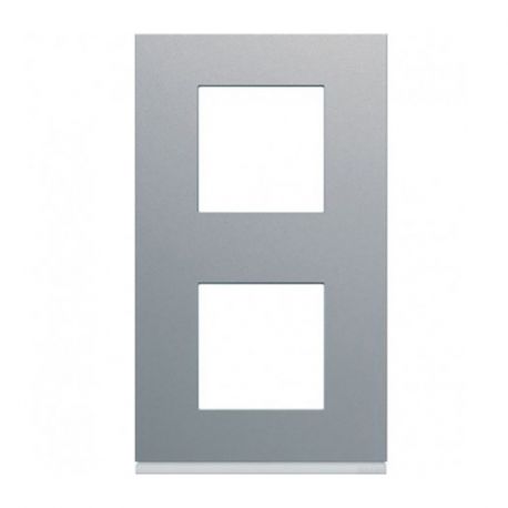 Plaque Hager Gallery - Verticale - 2 postes - Titane - Entraxe 71mm