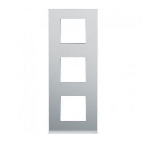Plaque Hager Gallery - Verticale - 3 postes - Aluminium - Entraxe 71mm