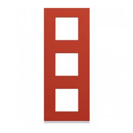Plaque Hager Gallery - Verticale - 3 postes - Rouge églantine - Entraxe 57mm