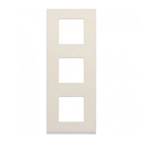 Plaque Hager Gallery - Verticale - 3 postes - Dune - Entraxe 71mm