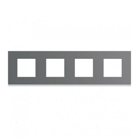 Plaque Hager Gallery - Horizontale - 4 postes - Taupe - Entraxe 71mm