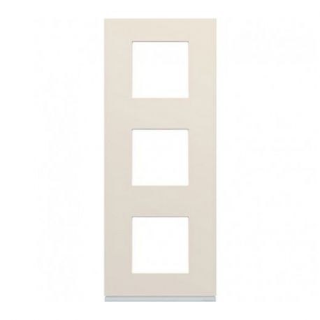 Plaque Hager Gallery - Verticale - 3 postes - Dune - Entraxe 57mm